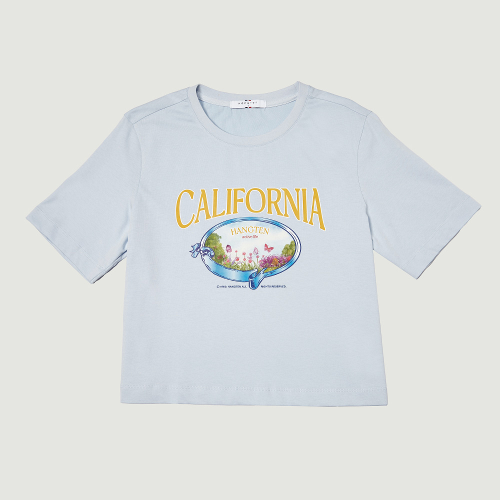 여성 캘리포니아 그래픽 티셔츠_스카이블루 - 캐주얼 브랜드 행텐/행텐틴즈