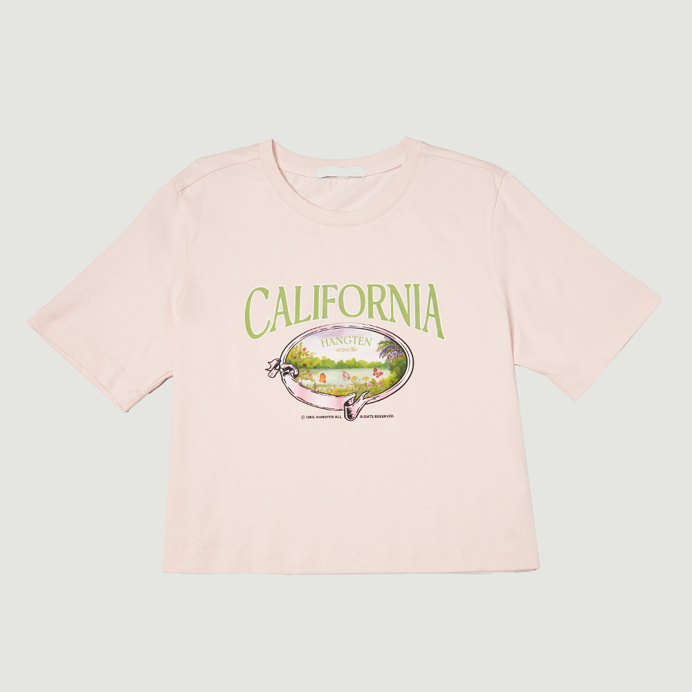 여성 캘리포니아 그래픽 티셔츠_라이트핑크 - 캐주얼 브랜드 행텐/행텐틴즈